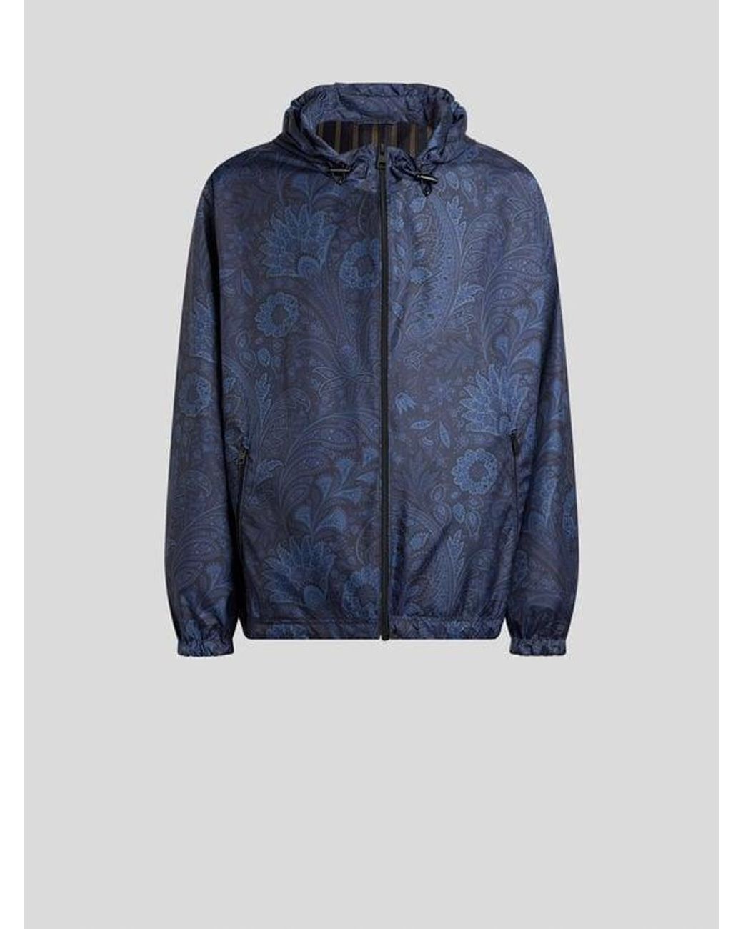Etro Blue Floral Paisley Windbreaker Jacket for men
