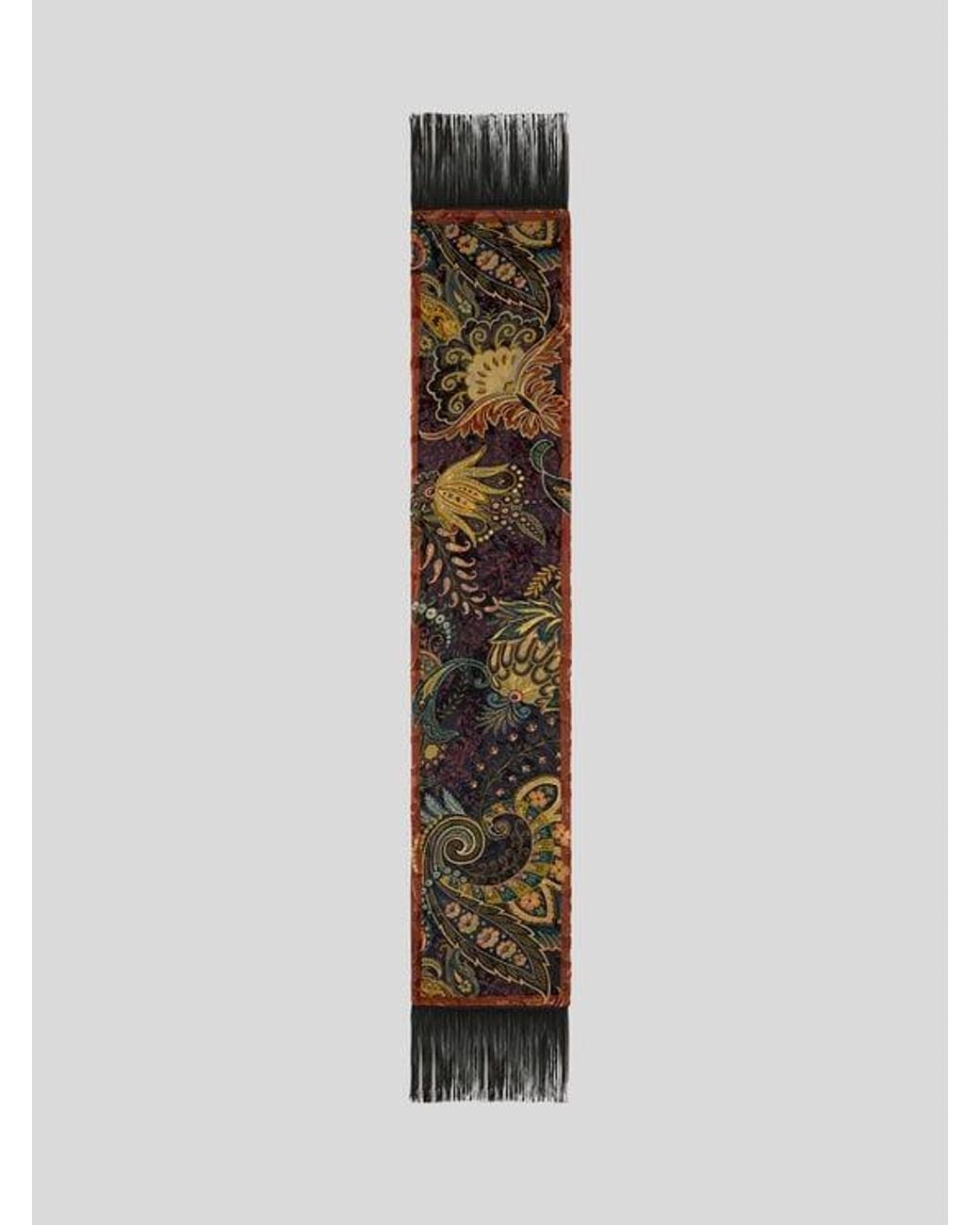 Etro Multicolor Silk-Blend Velvet Scarf With Floral Paisley Motif