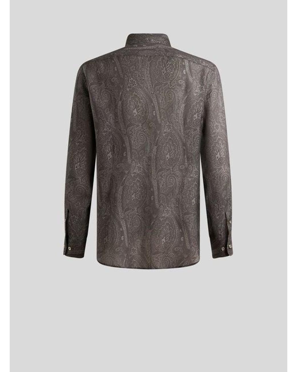 Etro Gray Silk Paisley Shirt for men