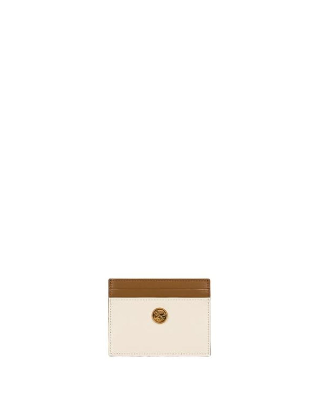 Etro White Two-Tone Leather Card Holder