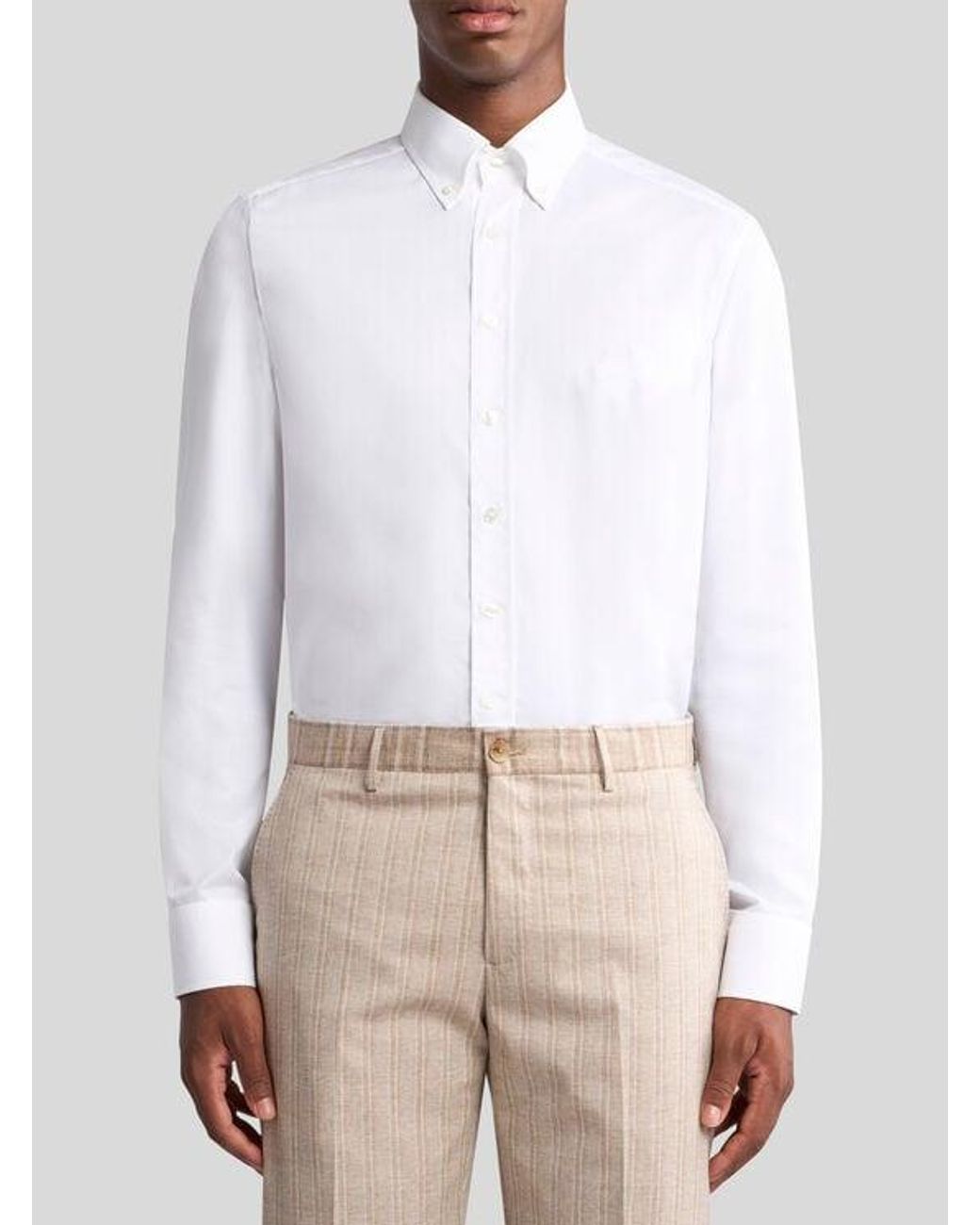 Etro White Button-Down Shirt With Logo for men