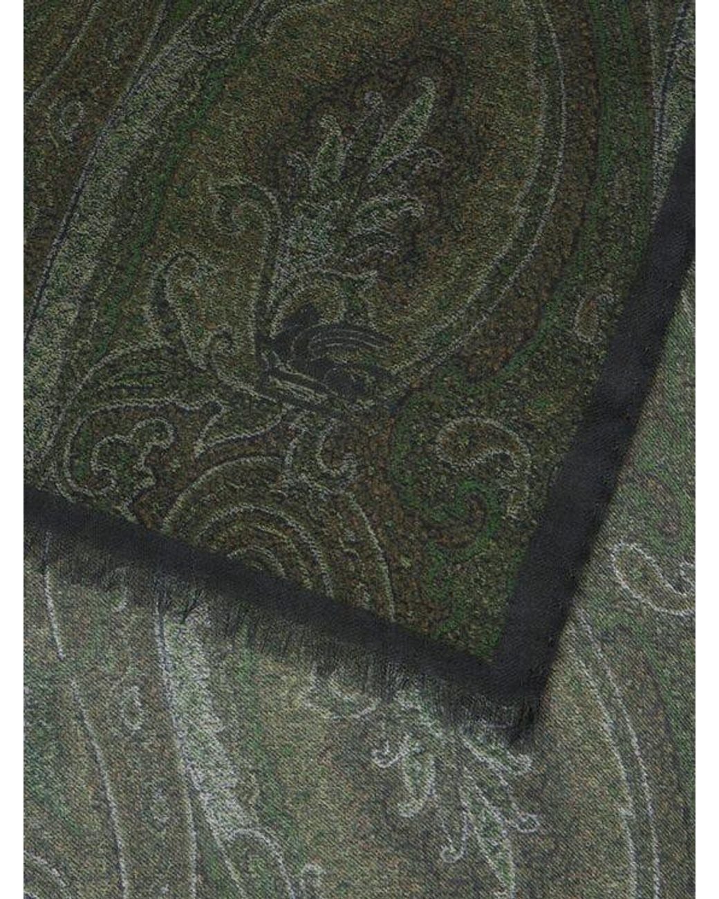 Etro Green Paisley Scarf for men