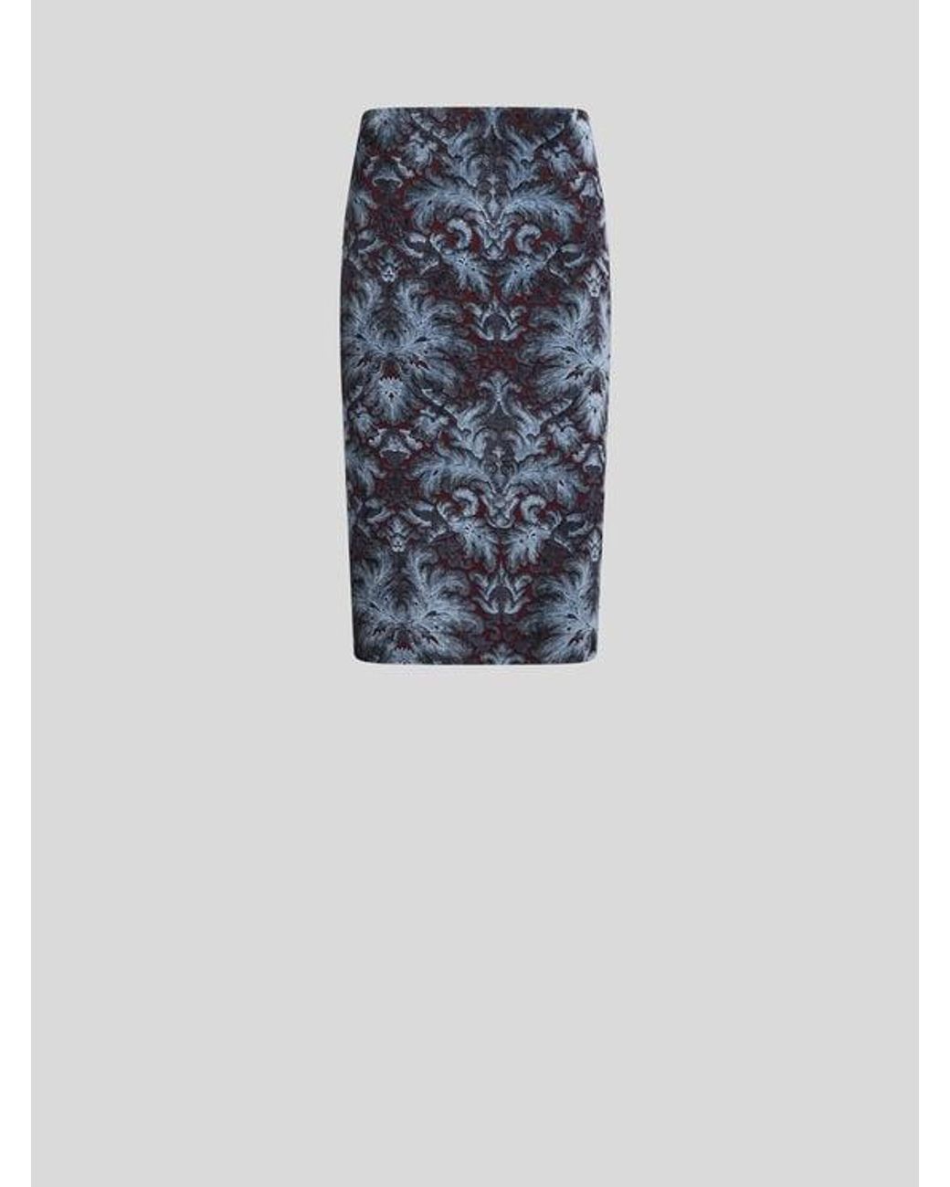 Etro Blue Chenille Jacquard Skirt
