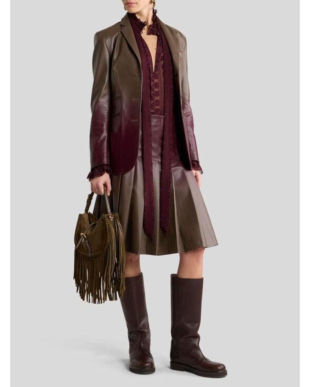 Etro Brown Short Pleated Skirt