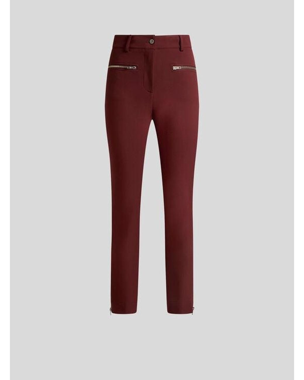 Etro Red Slim-Fit Trousers With Zip