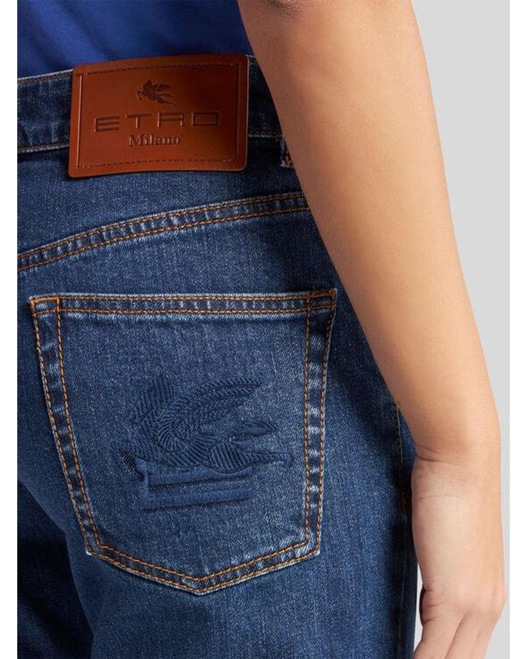 Etro Blue Jeans With Embroidered Rear