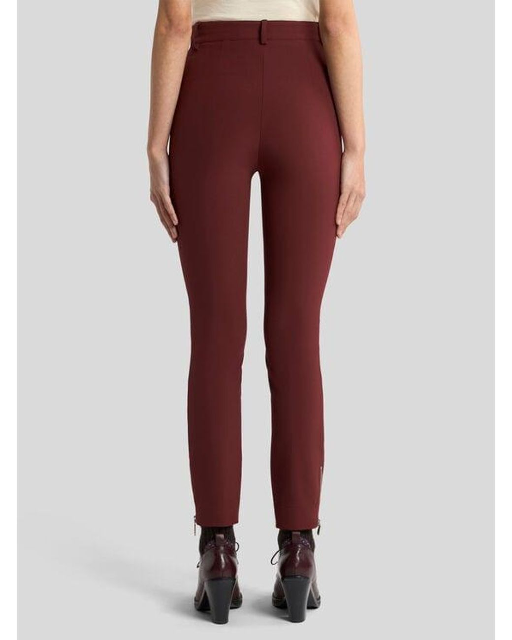 Etro Red Slim-Fit Trousers With Zip