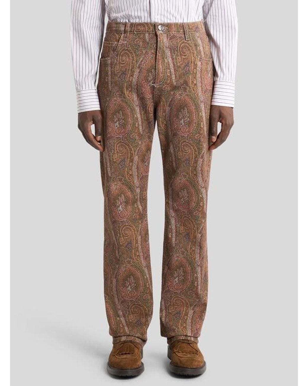 Etro Brown Straight-Leg Cotton Denim Jeans With Arnica Motif for men
