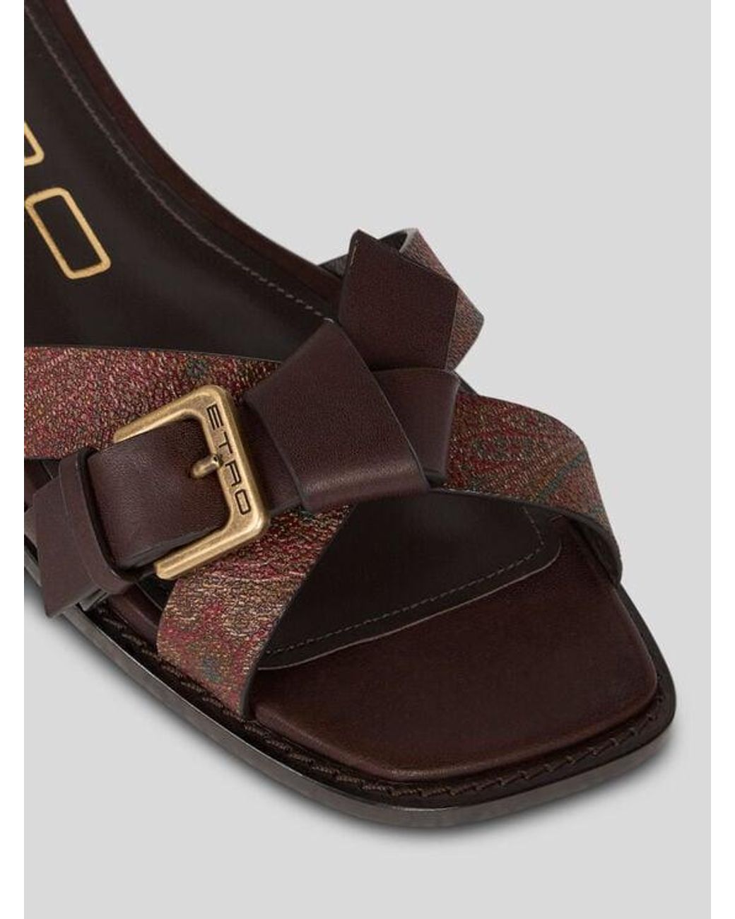 Etro Brown Paisley Slides