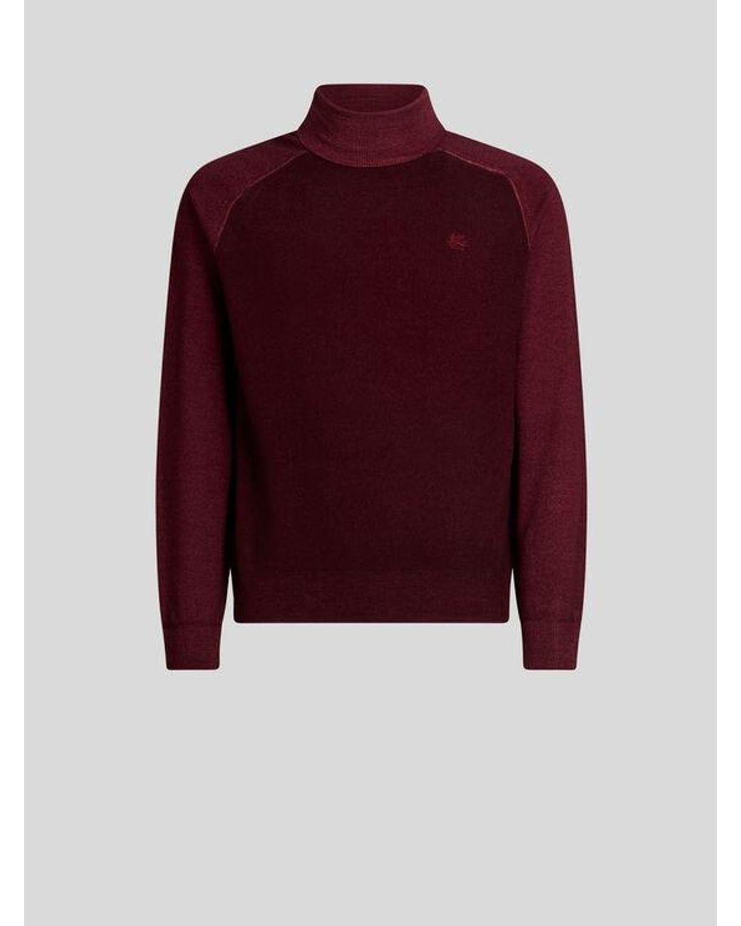 Etro Red Wool Turtleneck With Pegaso Logo for men