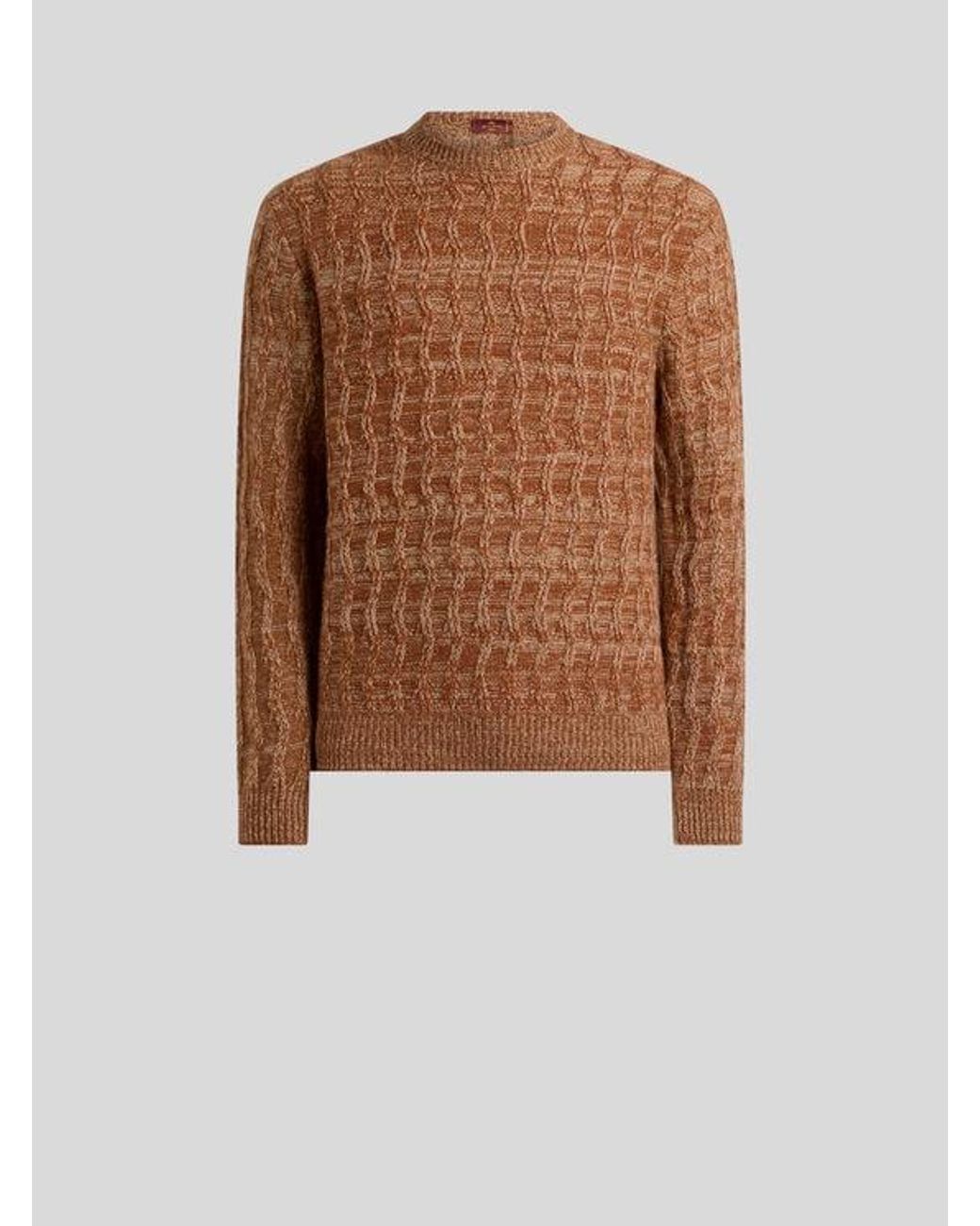 Etro Brown Cable-Knit Cashmere Sweater for men