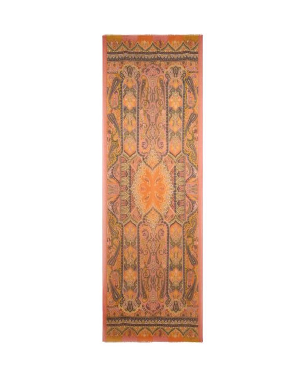 Etro Brown Cashmere Scarf With Paisley Motif for men