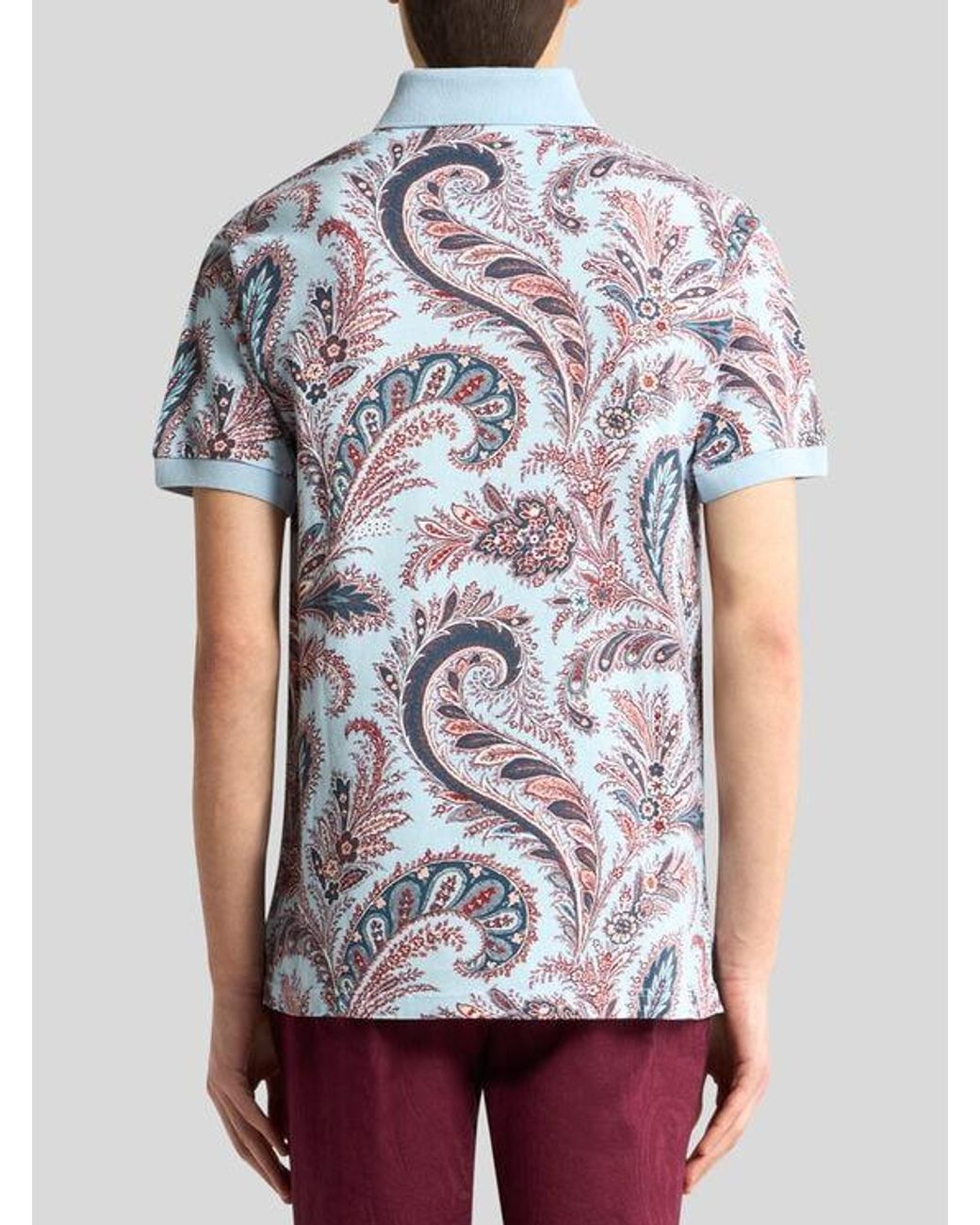 Etro White Floral Paisley Cotton Polo Shirt for men