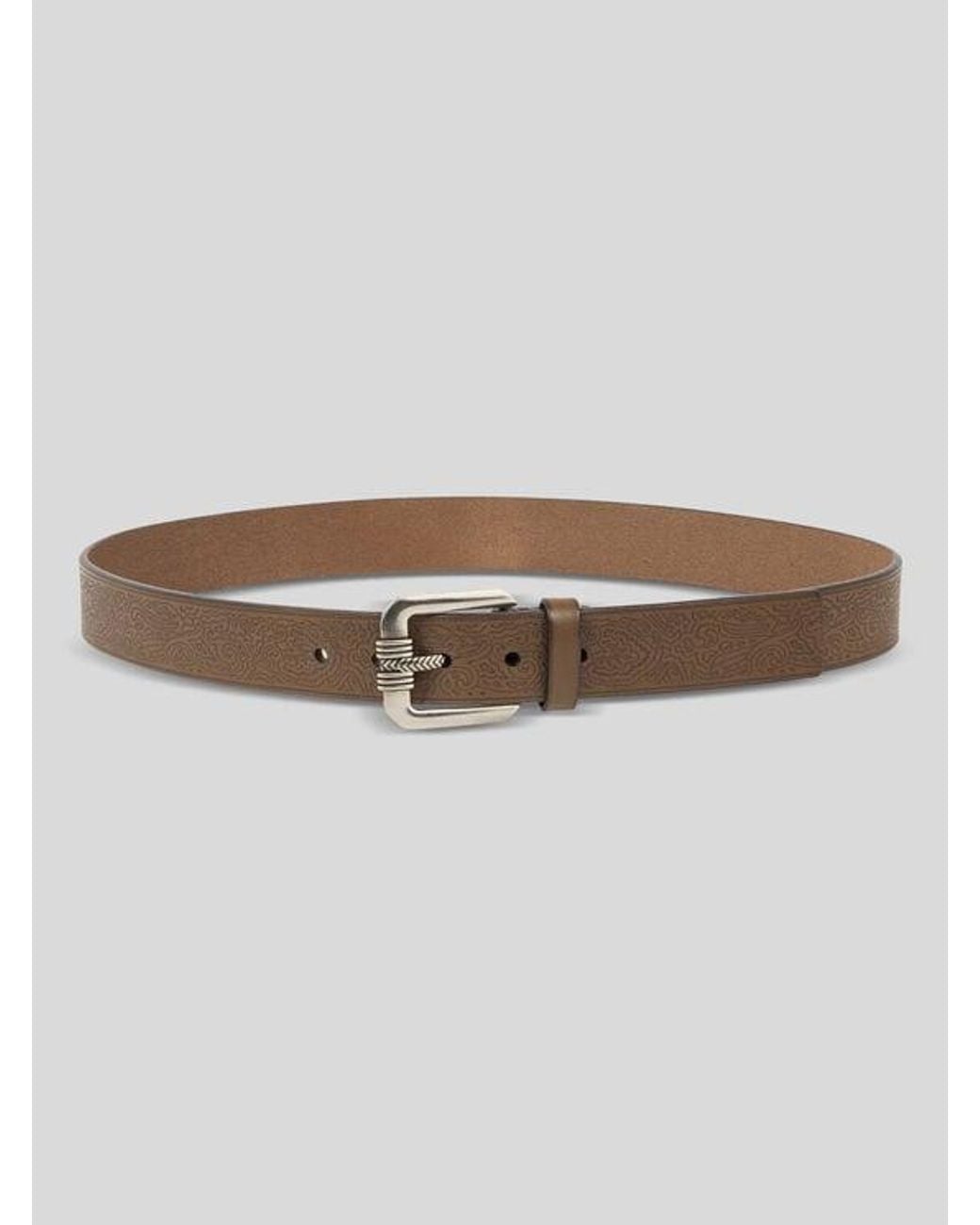 Etro White Leather Belt With Engraved Motif for men