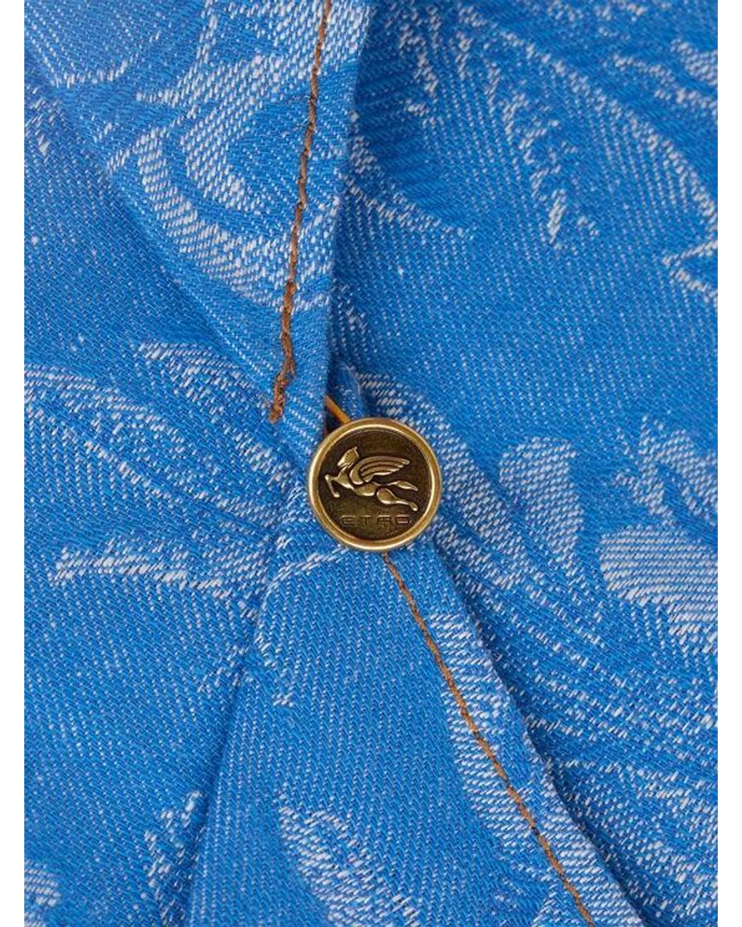 Etro Blue Jacquard Denim Bandanna