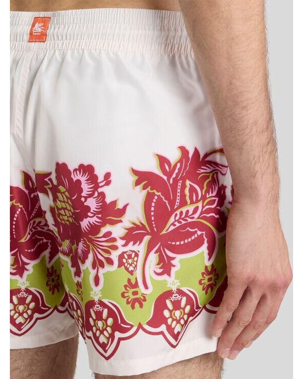 Etro Pink Swimsuit With Placed Floral Print for men