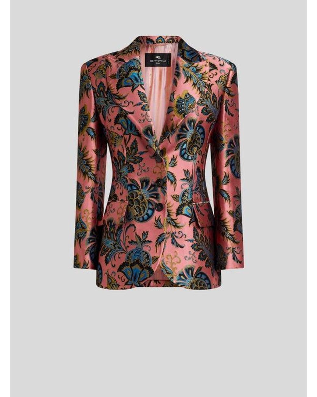 Etro Red Floral Jacquard Jacket