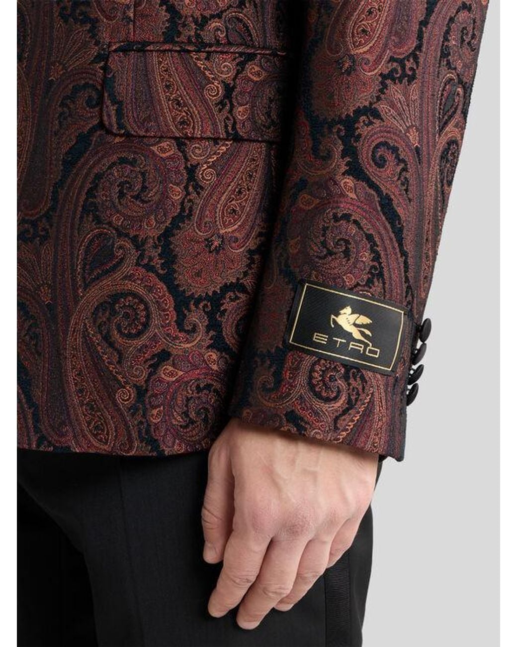 Etro Brown Chenille Jacquard Single-Breasted Jacket With Paisley Motif for men