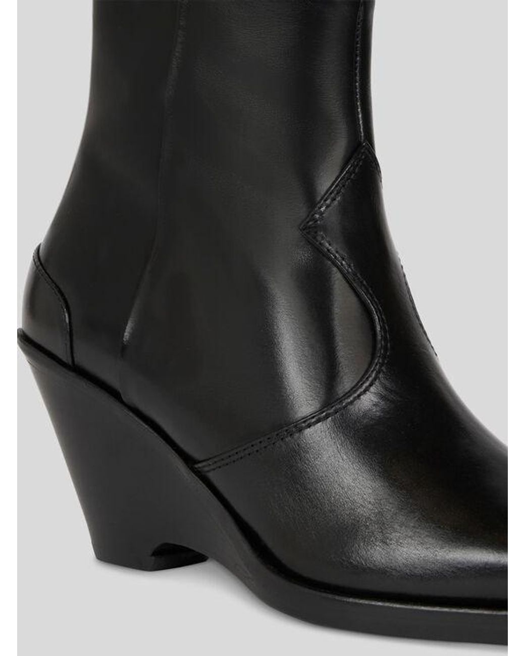 Etro Black Leather Ankle Boots With Wedge Heel
