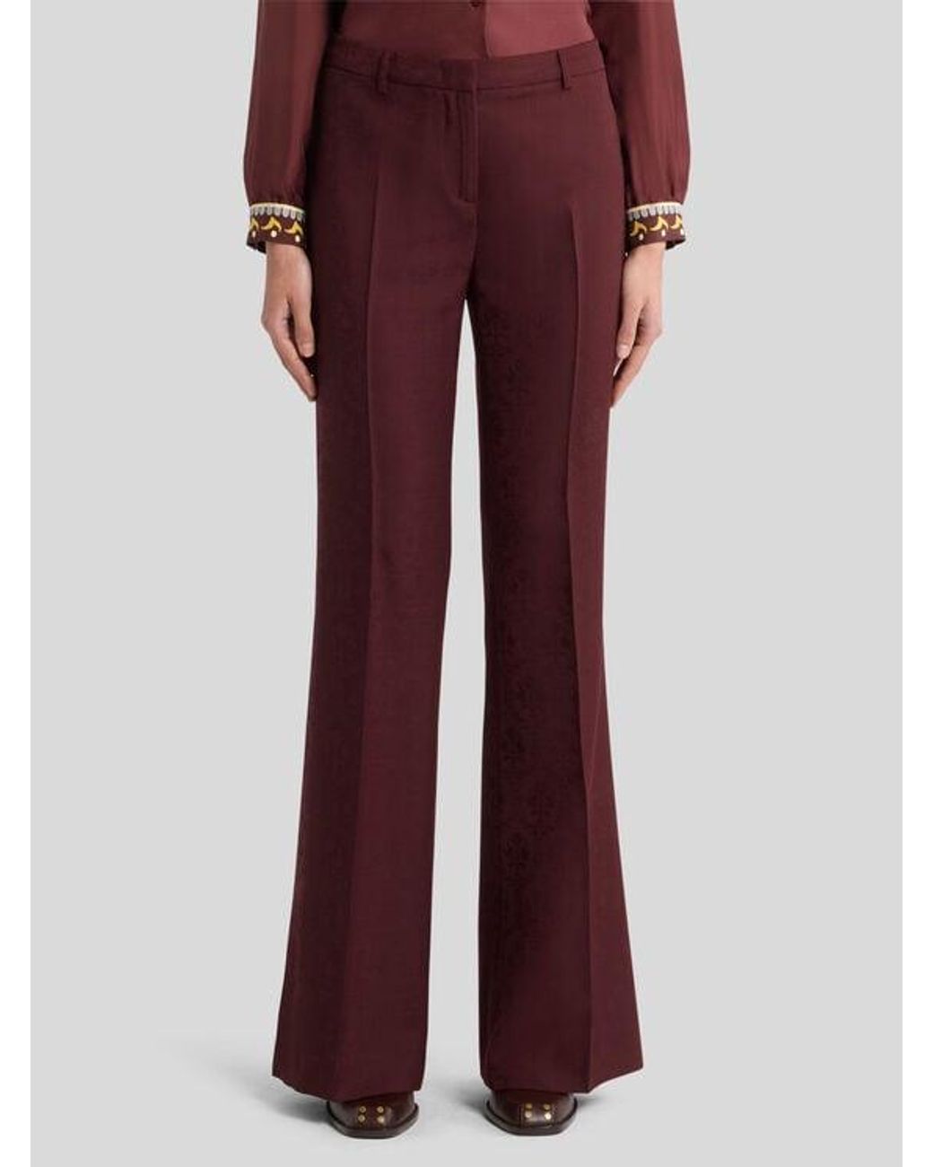 Etro Purple Cool Wool Jacquard Trousers