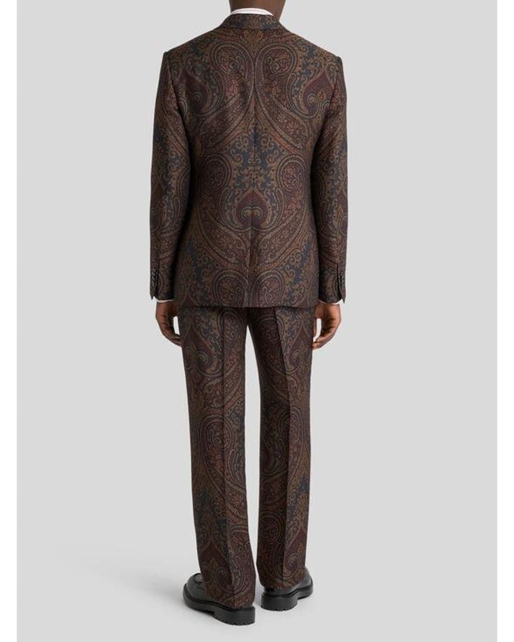 Etro Brown Single-Breasted Wool-Blend Jacquard Jacket With Paisley Motif for men