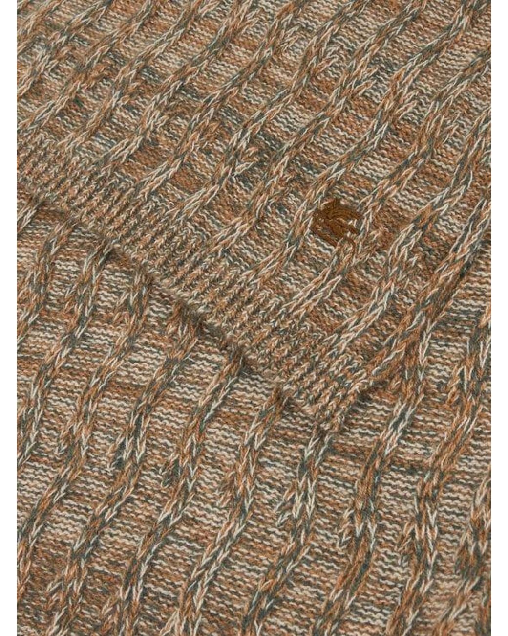 Etro Green Cable-Knit Cashmere Scarf for men