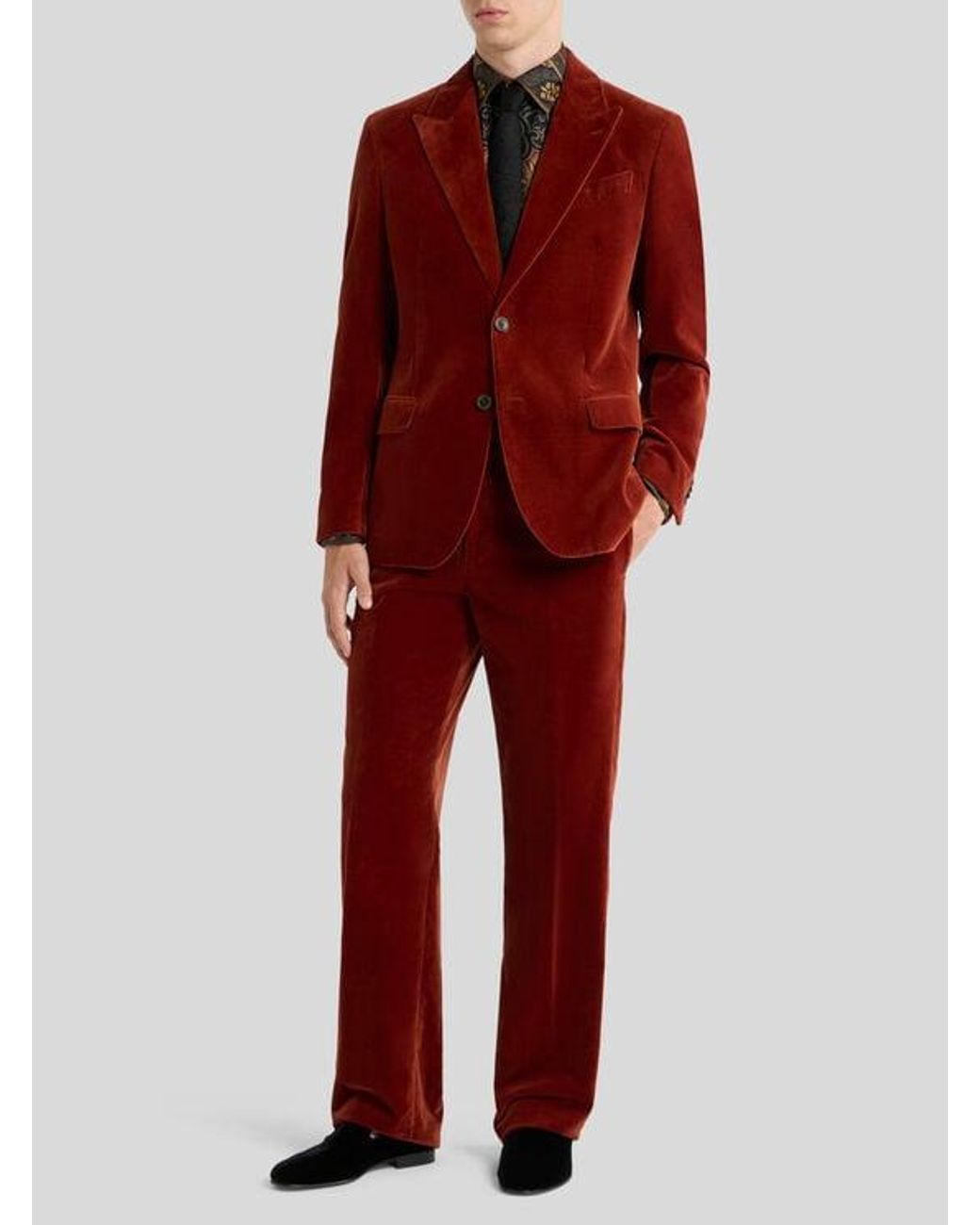 Etro Brown Silk Twill Shirt With Placed Paisley Print for men