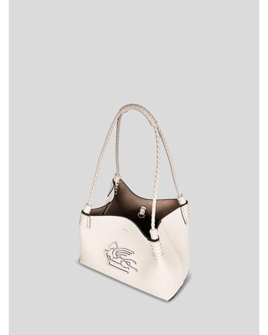 Etro White Small Leather Libra Tote Bag