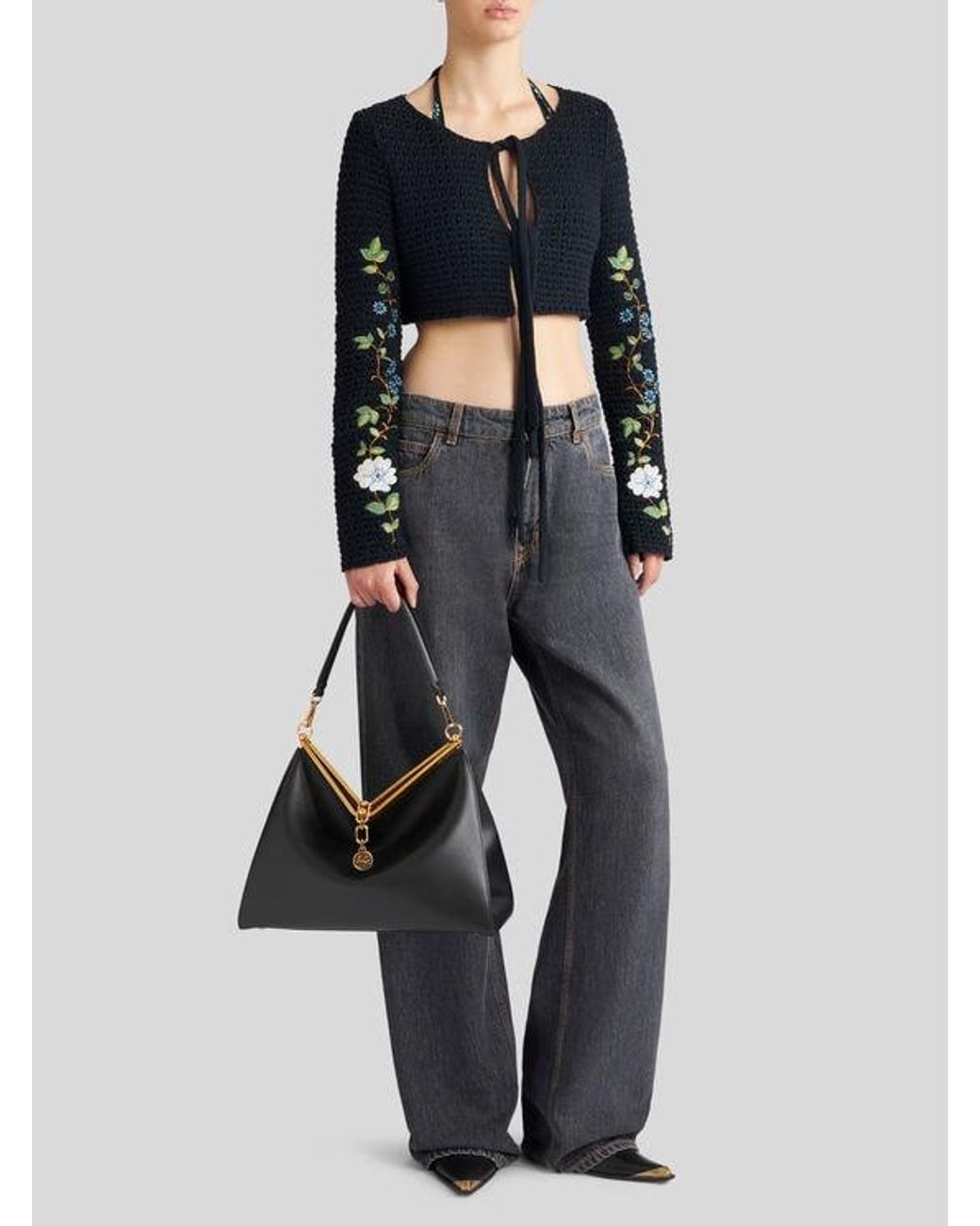 Etro Black Medium Vela Bag