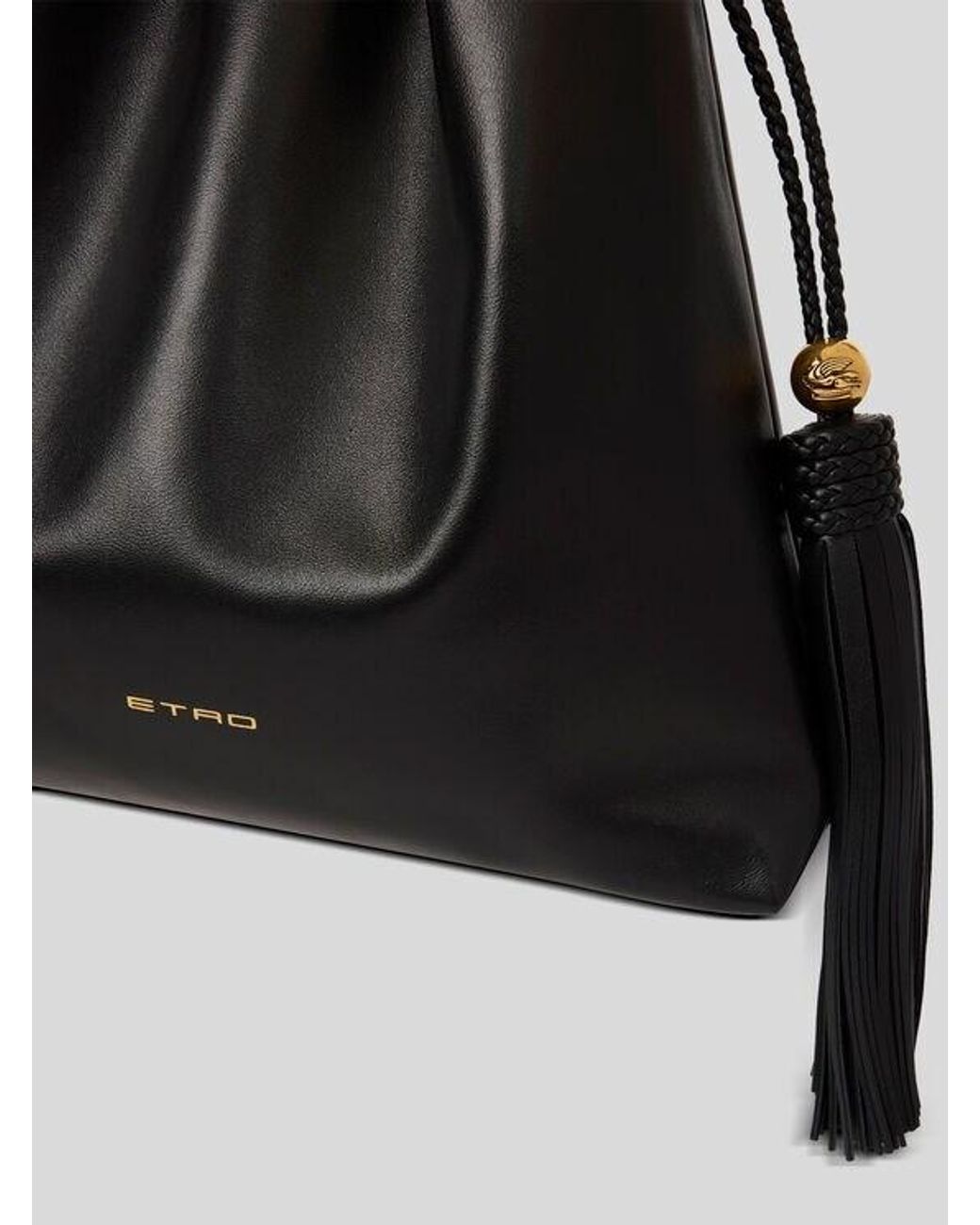 Etro Black Medium Leather Kalispera Bag With Tassels