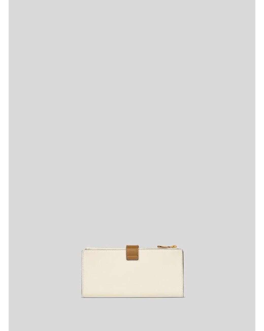 Etro White Leather Wallet With Pegaso Button