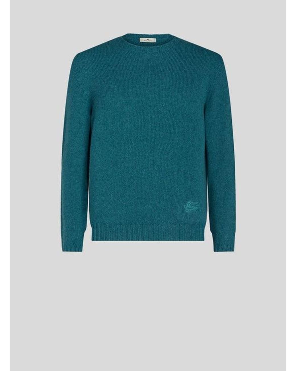 Etro Blue Cashmere Jumper With Logo for men