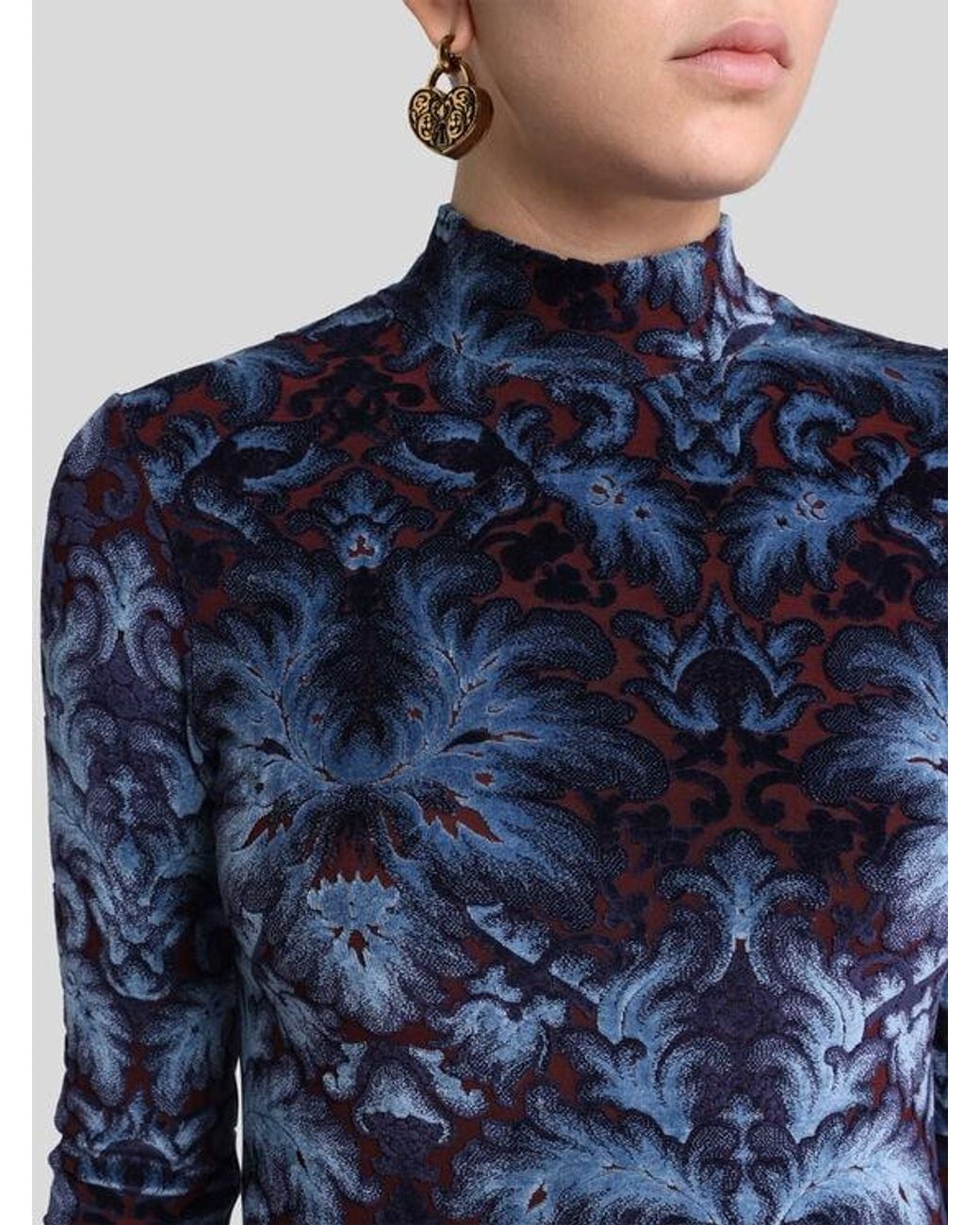 Etro Blue Chenille Jacquard Dress