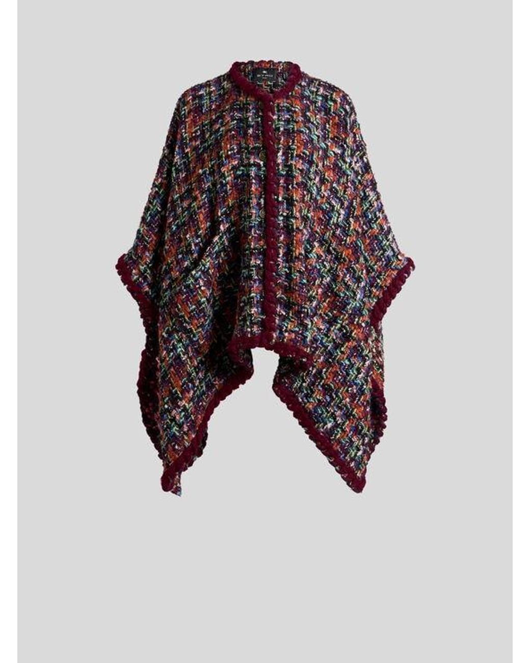 Etro Multicolor Multicoloured Tweed Cape