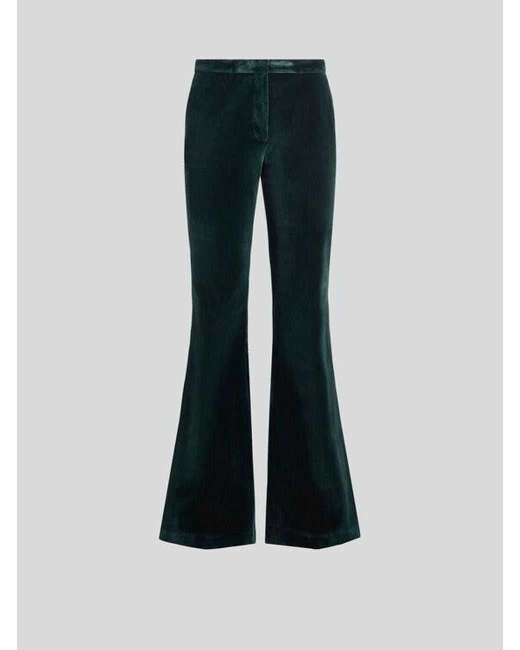 Etro Blue Flared Stretch Cotton Velvet Trousers
