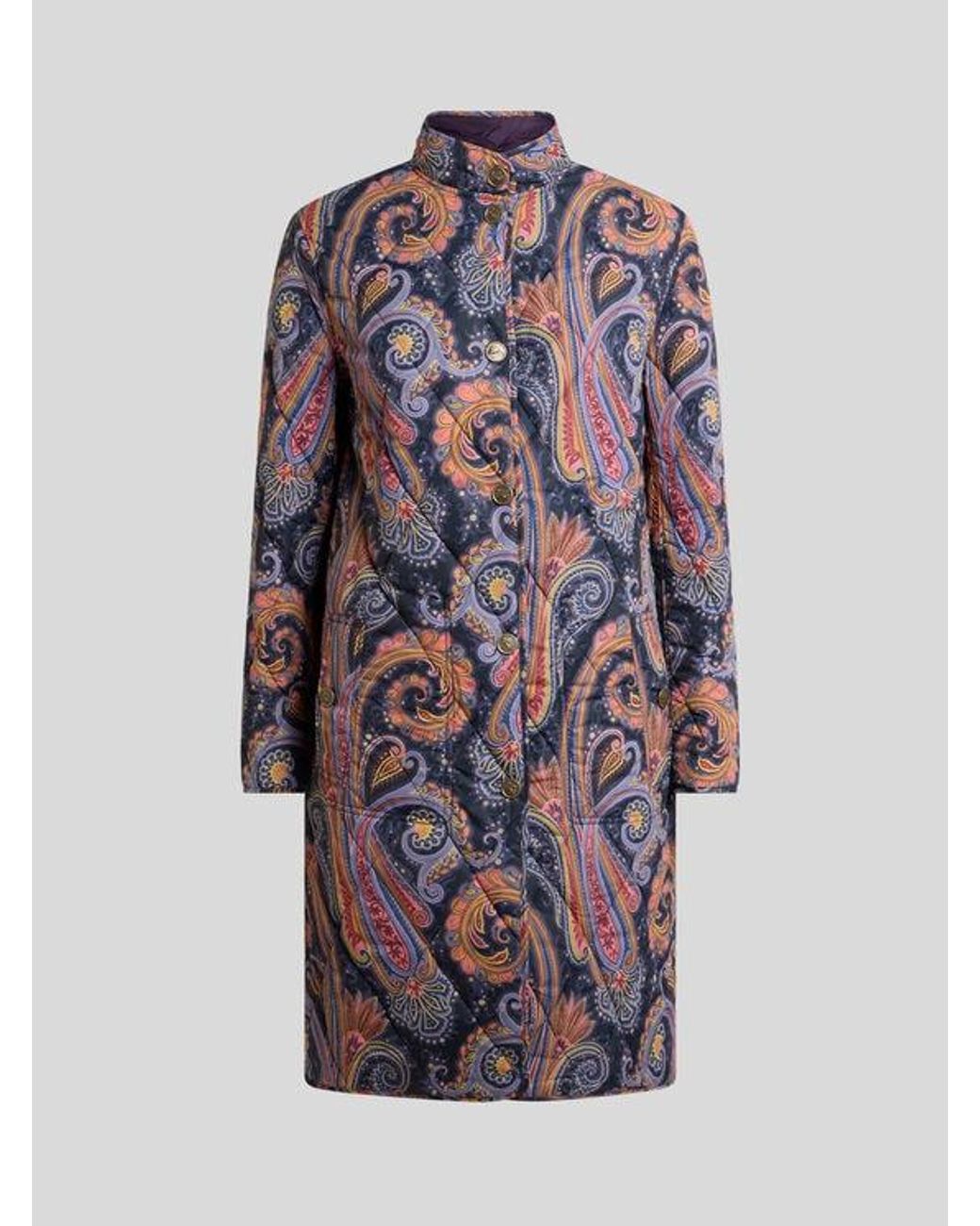 Etro Blue Quilted Paisley Coat