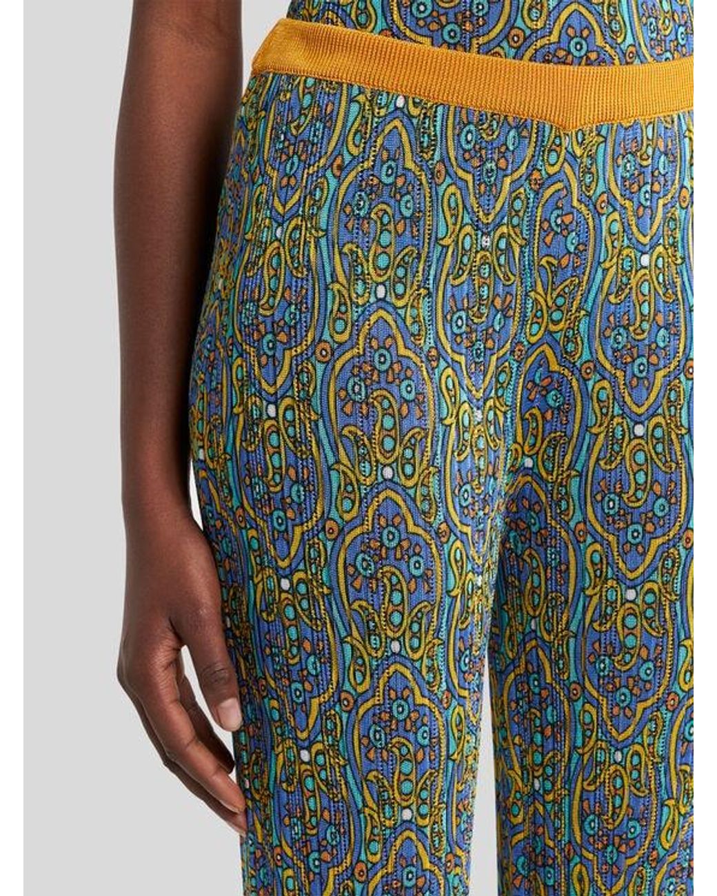 Etro Green Printed Knit Trousers