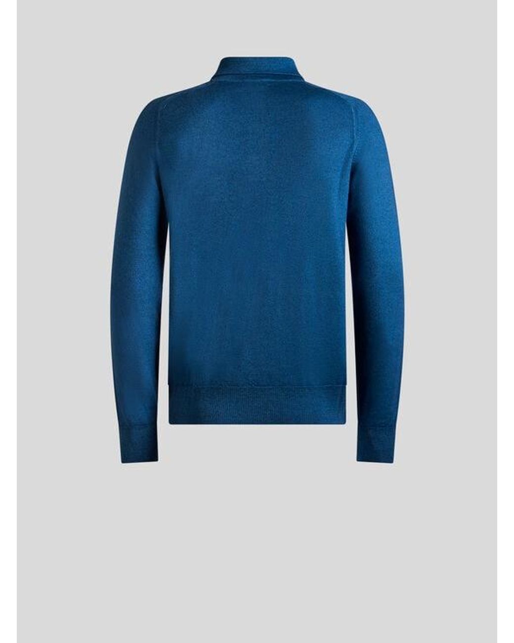 Etro Blue Wool Polo With Pegaso Logo for men