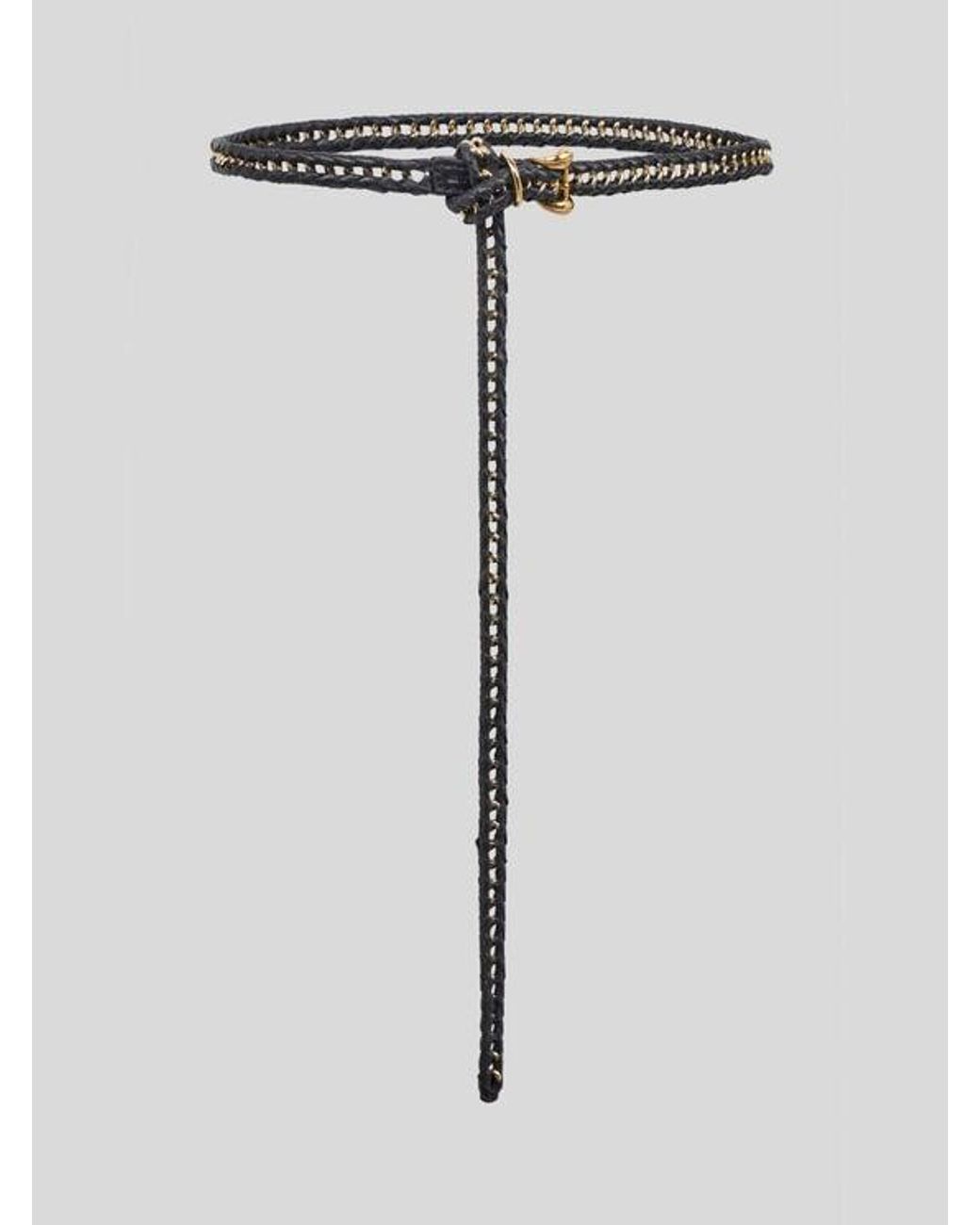 Etro Black Chain And Woven Leather Belt
