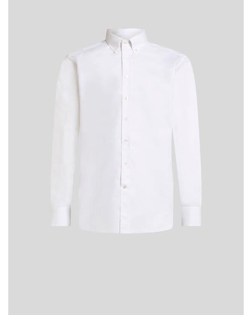 Etro White Button-Down Shirt With Logo for men