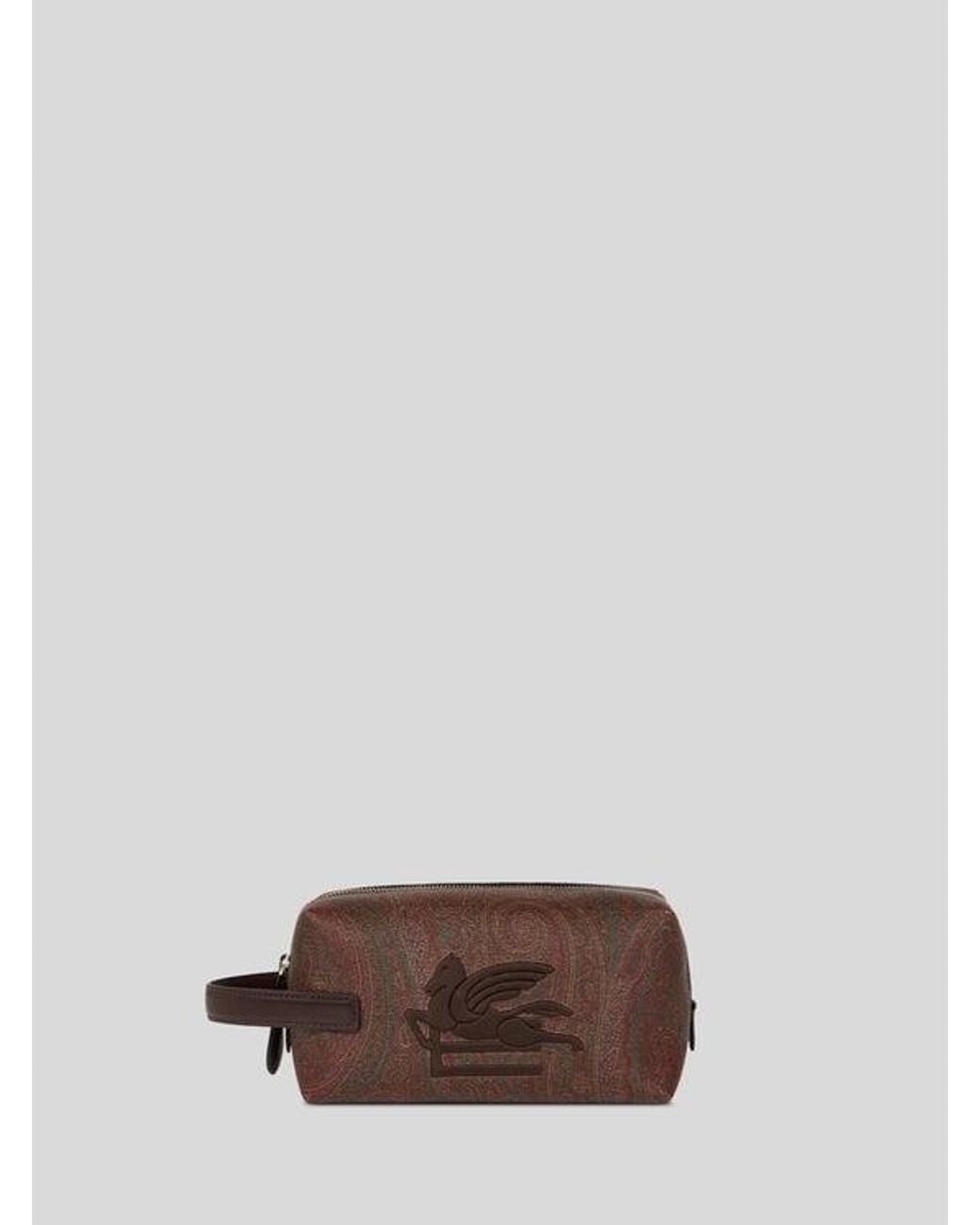 Etro Brown Small Arnica Pouch With Pegaso Embroidery for men