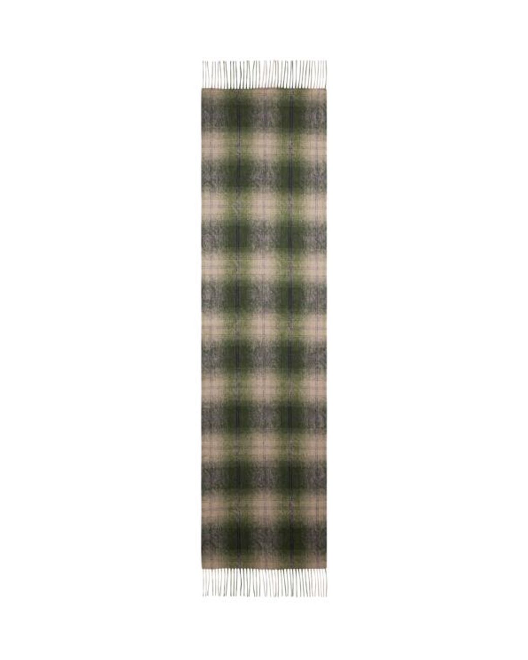 Etro Green Wool And Cashmere Jacquard Scarf With Arnica And Check Motifs for men
