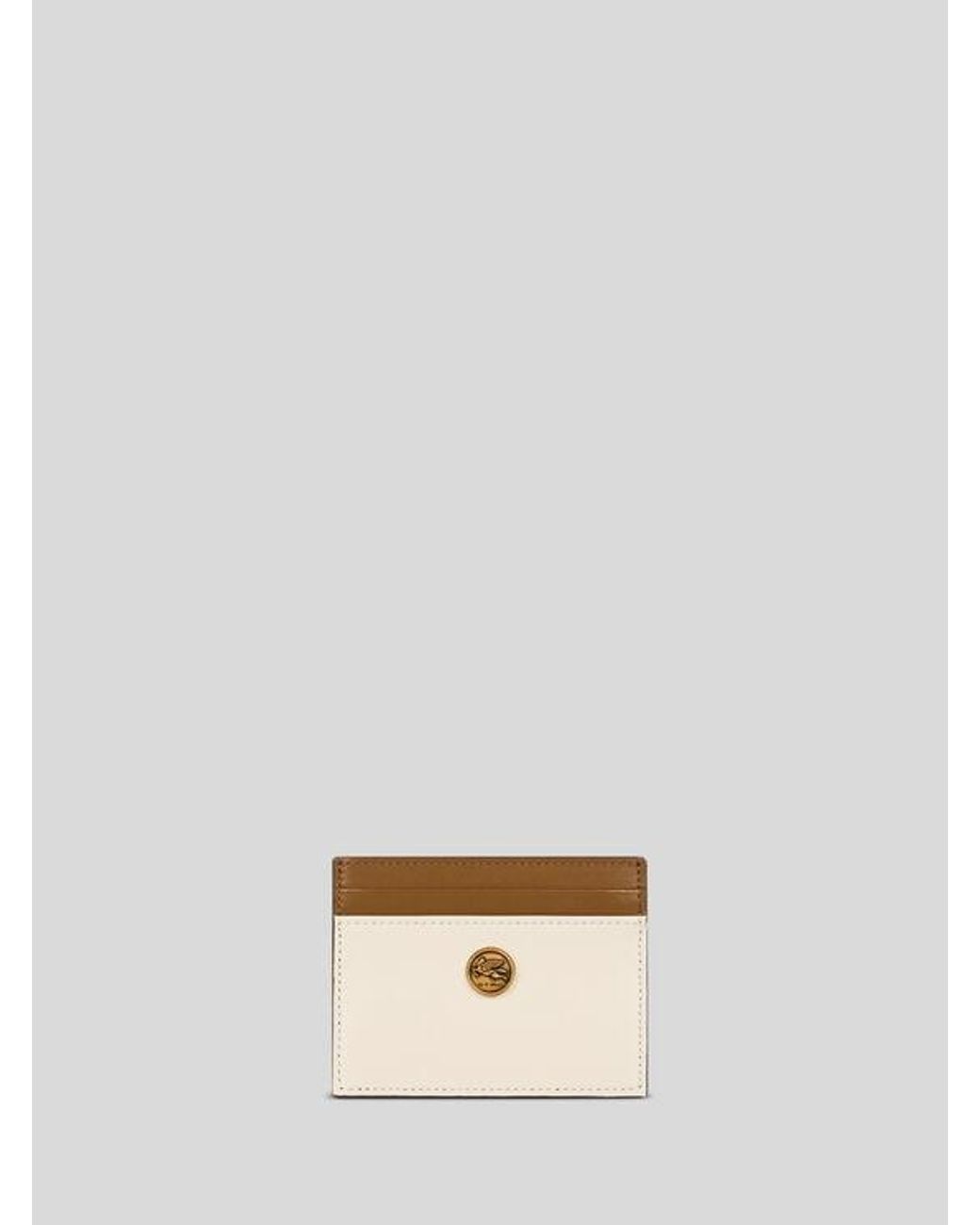 Etro White Two-Tone Leather Card Holder