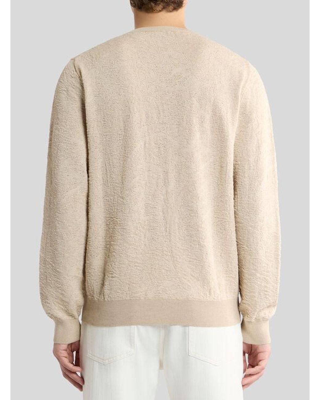Etro Natural Cotton Sweater With Floral Paisley Motif for men