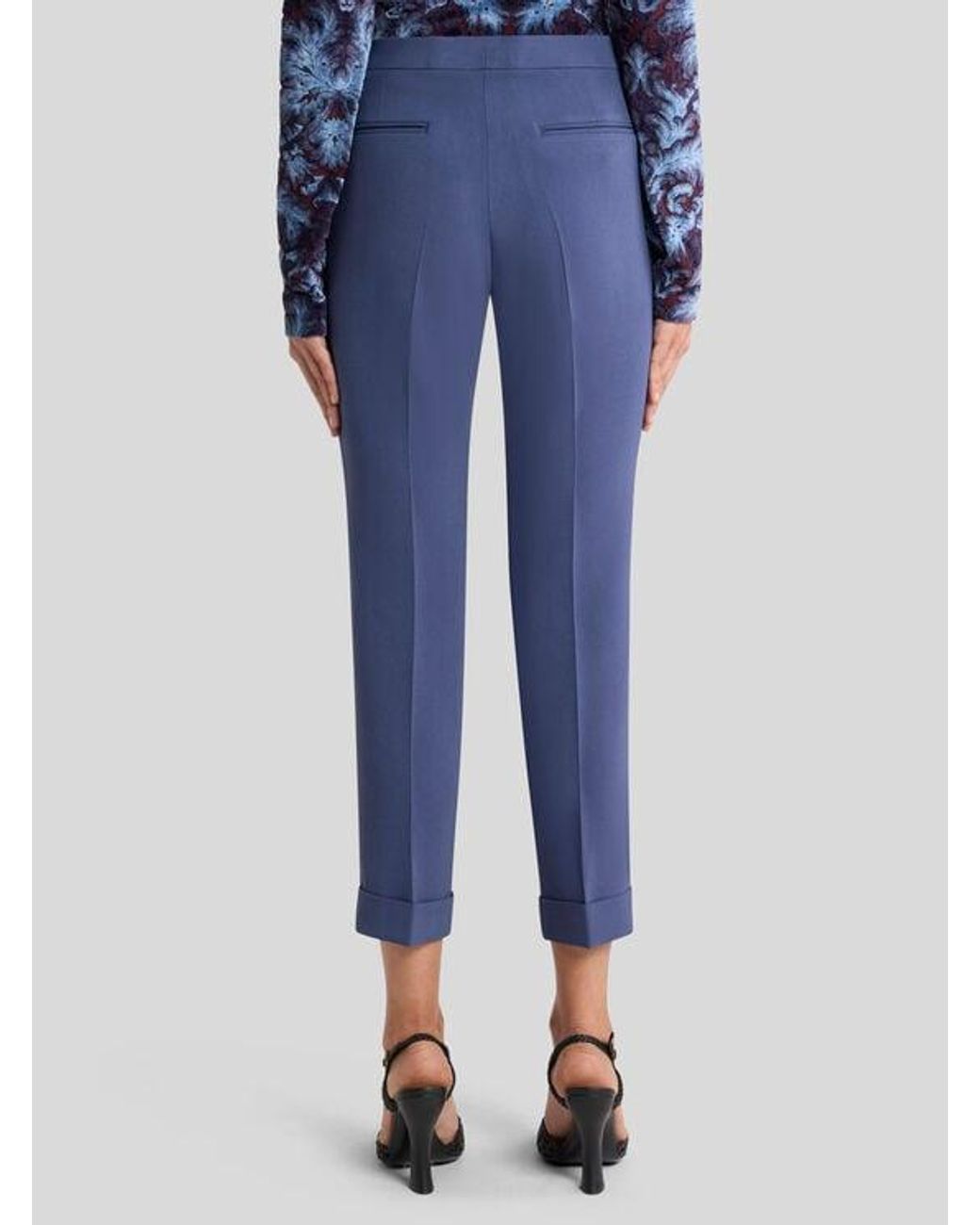 Etro Blue Cady Cigarette Trousers