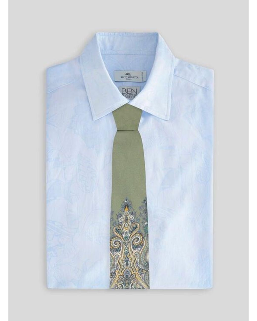 Etro Green Silk Tie With Placed Floral Paisley Print for men