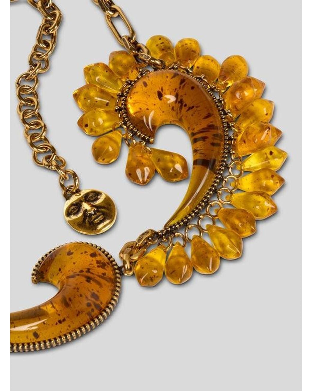 Etro Metallic Paisley Necklace With Droplets