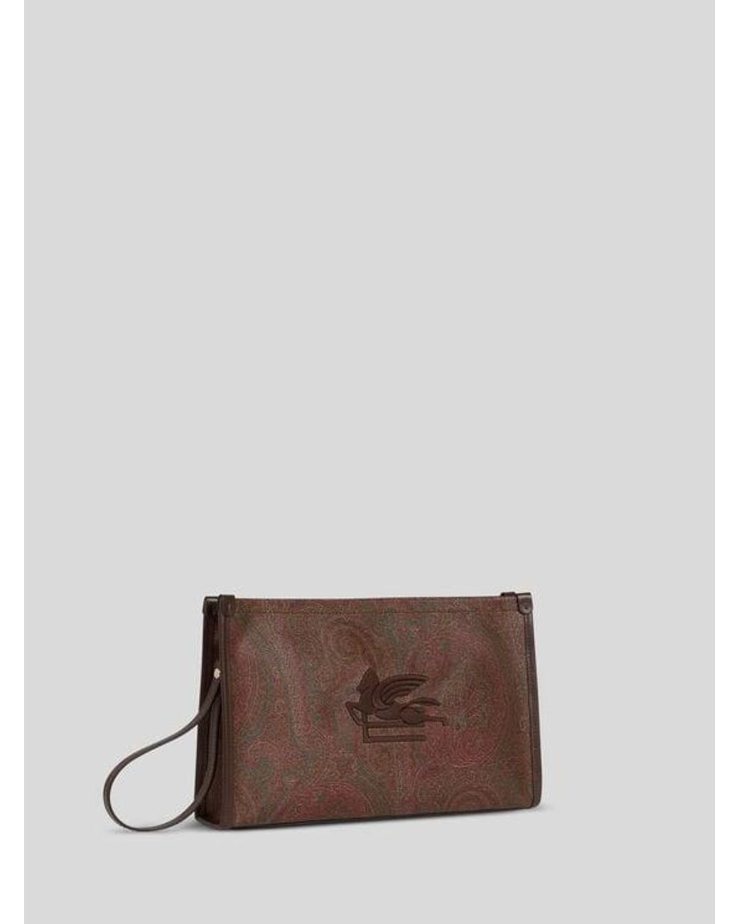 Etro Brown Large Arnica Pouch With Pegaso for men