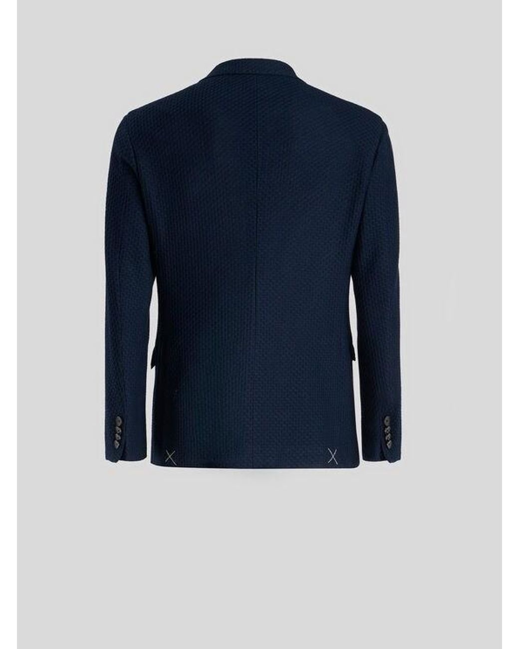 Etro Blue Worked Weave Jersey Jacket for men