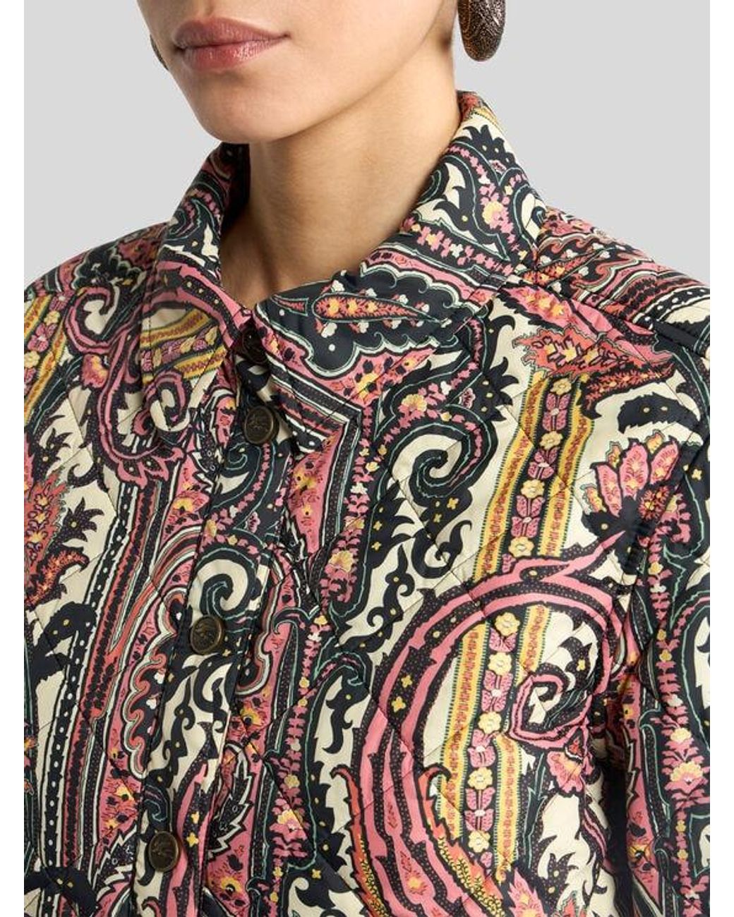 Etro Multicolor Quilted Jacket With Paisley Foliage Motif